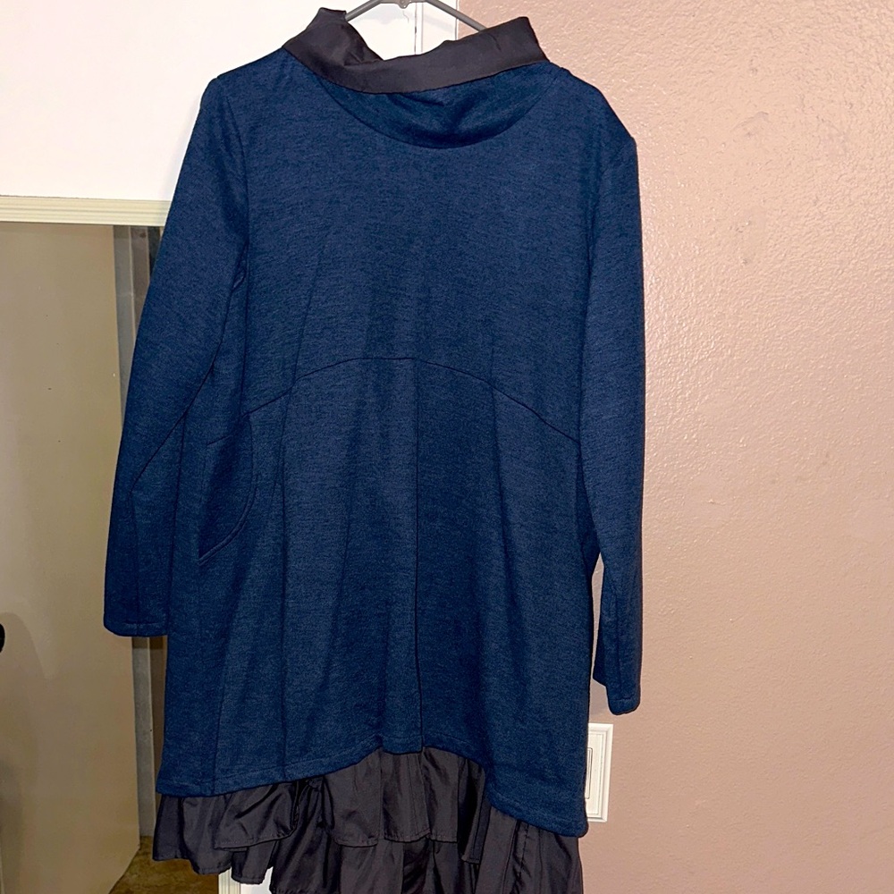 Cowl Neck Knit Dress w/ Underskirt